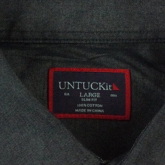 UNTUCKit Button Up Shirt Mens Adult Large Slim Fit Solid Gray Casual Business - Picture 4 of 9
